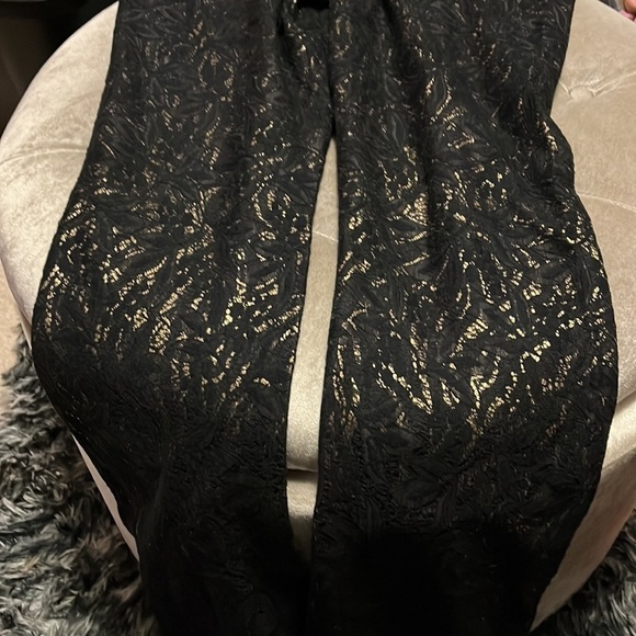 Cache black pants with gold foil and lace overlay - Picture 11 of 14
